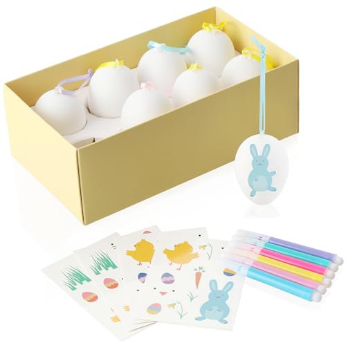 com-four® 18-teiliges Ostereier-Kreativset mit Stiften und Schablonen - Set zum Ostereier Bemalen und Verzieren - DIY Osterdekoration für den Osterstrauch (Ostereier Malset 3-18-teilig)