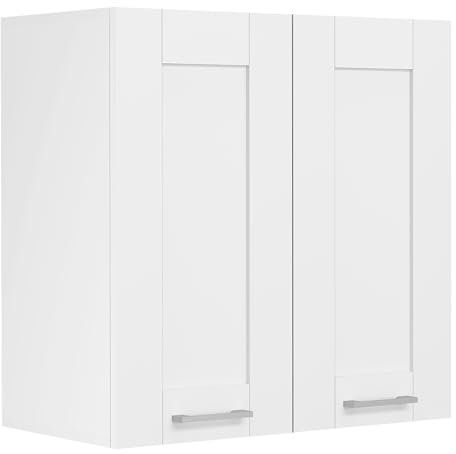 VCM Küchenschrank hängend | Maße ca. H. 60 x B. 60 x T. 31 cm | Hängeschrank mit Drehtür und Zwei Fächern im Landhaus Stil | Küchenmöbel - Colura Weiß