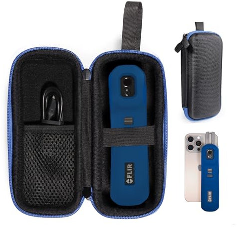 CaseSack Hülle für FLIR ONE Edge PRO Wireless 160 × 120 IR-Kamera, Flir One Edge Wireless 80 × 60 IR-Kamera, passt die Kamera in Silikon Bumper (schwarz mit blauem Reißverschluss), 63032539