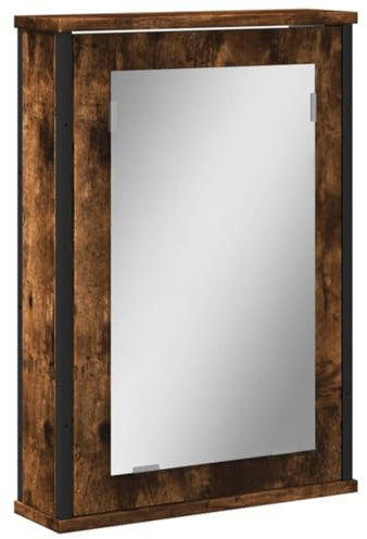 vidaXL Bad Spiegelschrank, Badschrank mit Stauraum, Hängeschrank Wandschrank für Badezimmer, Badspiegel Spiegel, Räuchereiche Holzwerkstoff