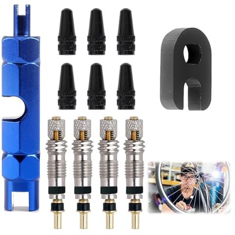 12 Pièces Demonte Obus Valve Presta Cores pour Remplacement Velo Moto Vis de Soupape Accessoires de Vélo et VTT Adaptateur Noyaux de Valve D'insertion de Vélo Français Outil pour Réparation Valves (A)