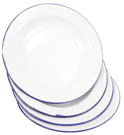 LABRIMP 4pièces Assiette Émaillée Vintage Assiette Plate Décorative Pour Fruits Et Snacks Service De Table Émaillé Pour Maison Et Restaurant