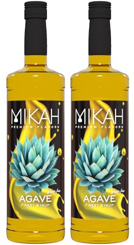 Mikah - Premium Flavors - Agave x2 | Sciroppo Per Drink e Dessert | Uso Professionale | 2 Bottiglie da 1 Litro (2x1000ml)