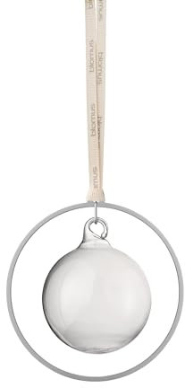 blomus Weihnachtsbaumkugeln 4er Set KITAI | Christbaumkugeln in Farbe Clear | Ø 8 cm | Tannenbaumkugeln mit Ring aus Eisen in Silber | Christbaumschmuck mit Satinband