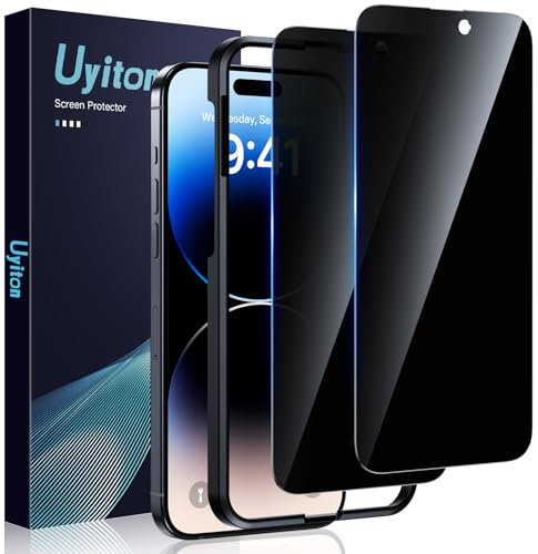 Uyiton für iPhone 14 Pro Max für Panzerglas Sichtschutz - 2 Stück 9H Härte Schutzglas Sichtschutzfolie mit Schablone,30°Privacy Schutz,Vollständige Abdeckung Anti-Spy Panzer Schutz Glas