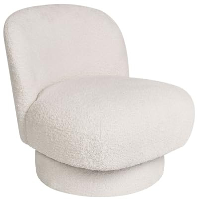 Sessel Bouclé creme weiß ohne Armlehnen mit Drehfunktion Retro Elegant Aylo