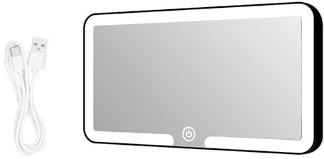 JIZZU Car Vanity Mirror with LED Lights, 3 Light Modes Vanity Light Car Mirror, Dimmable Touch Control Cars Sun Visor Mirrors, Portable Travel USB Charging Cars Cosmetic Mirrors(Black)
