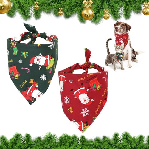 2 Stück Hundehalstuch Weihnachten,Weihnachtshund Bandanas,Weihnachten Bandana für Hund,Hundehalstuch,Hund Weihnachten Halstuch,Hunde Bandana Kopftücher,Bandana für Dog,Dog Bandana Kopftücher