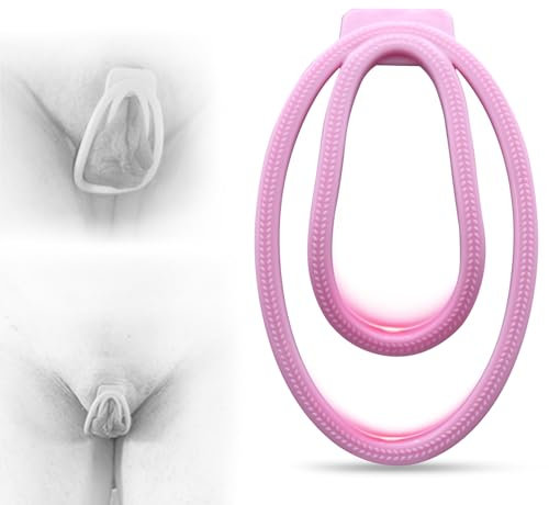 AMZII Fufu Clip Chastity Cage Male Peniskäfig,Keuschheitskäfig Herren Nachahmung Weiblich Trainer Hodensack Penisring Cockring,Keuschheitsgürtel für Herren Gay,SM Penis Käfig Cock Cage (Rosa,S)