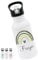 Bärenfreunde® - Personalisierte Trinkflasche Kinder Edelstahl [ 500ml ] - Robuste Trinkflasche mit Namen - Wasserflasche mit Trinkhalm - Personalisierte Geschenke für Kinder (Regenbogen grün)