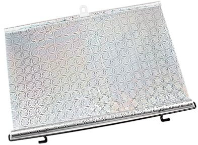 A ABSOPRO 58cmx130cm Parasol Enrollable Plateado Reflexiva Cortinilla Retráctil Parabrisas del Coche 3 Ventosas Reemplazo de artículo