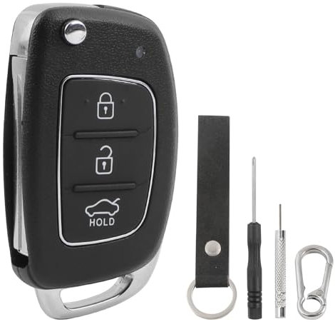 3 Tasten Autoschlüssel Gehäuse Fernbedienung Kompatibel für Hyundai i40 i30 i20 i10 ix20 ix30 ix35 Santa Fe Tucson Auto Schlüsselgehäuse Klapp Schlüssel Ersatz Funkschlüssel mit Schlüsselanhänger