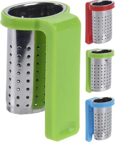 Envenzo Tea Strainer Infusers Filter Stainless Steel with Colored Holders for Teapots Cups Mugs to Brewing Steeping Loose Leaf Herbal Spice Filter Durable Heat- Tea Diffuser 2 PCS Set