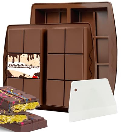 Schokoladenform Silikon Tief 2 Stück Schokoladen Form Schokoladentafel Silikonform Mit 1 Schaber Dubai Schokoladenform Chocolate Mold für Schokolade Praline Süßigkeiten