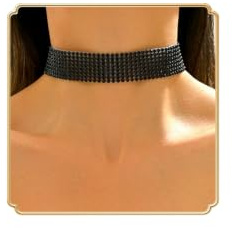 Dishowme Kristall Choker Halskette Vintage Schwarz Strass Kragen Halskette Kette 3Reih/5Reih/8Reih Bling Diamantschmuck für Damen Frauen