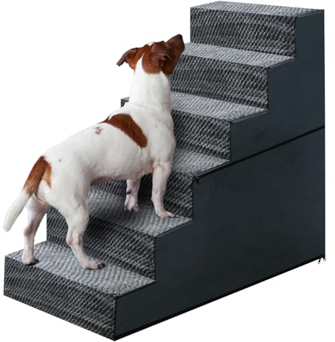 Casusv Hundetreppe für Große Hunde 6-Stufen-Hunderampen für Hochbetten und Couch Rutschfest Extra Breite Haustiertreppe für Alte Hunde und Welpen und Katze - Stabile & Langlebige Haustiertreppe mit