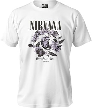 T-Shirt Homme Nirvana - Licence Officielle (FR/ES, Alpha/Lettres, TG, Taille Normale, Taille Normale, Blanc)