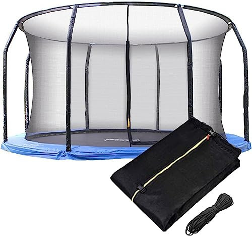 OYYMTE Trampolin-Ersatz-Sicherheitsnetz, 8 Stangen, Durchmesser 4,27 Meter, Zaun-Trampolin-Zubehör – nur Netz