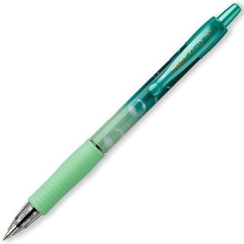 PILOT G-2-07 Bubble Gel Ink Rollerball Pen - Smooth Ink Retractable Pens with Ergonomic Grip for Writing, Journaling, Sketching, Note-Taking & Creative - BLUE ink - Pillow Pack (Green, Single Pen)