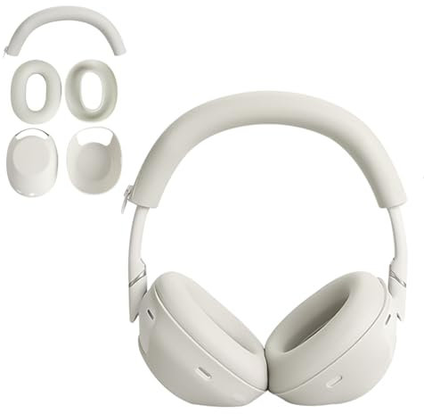 Aiivioll Set di 3 coperture protettive per cuffie Sony WH-1000XM6, in silicone, per cuffie Sony XM6, copriorecchie e archetto, resistenti al sudore e facilmente lavabili (bianco sporco)