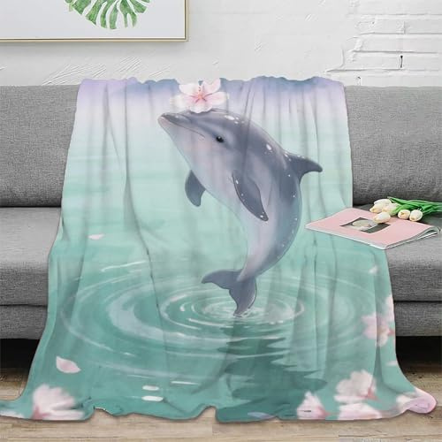 Delfin-Decke für Jungen und Mädchen, geeignet für Couch, Sofa, Schlafzimmer, Wohnzimmer, 150 x 200 cm