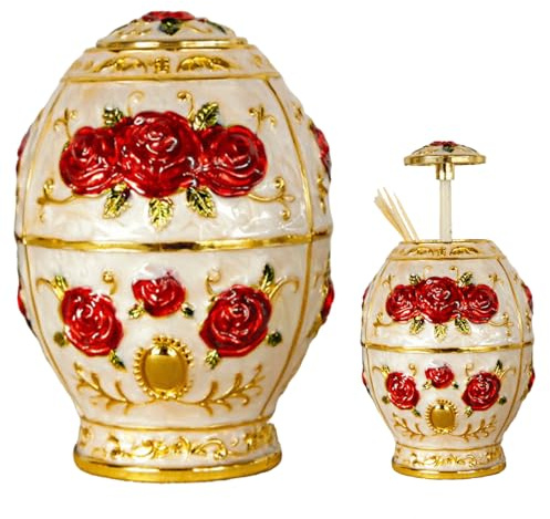 Retro Automatischer Zahnstocherspender, Elegante Zinklegierung Pop-Up Zahnstocherhalter mit Blumenmuster, Tragbarer Dekorativer Zahnstocherkasten für Zuhause, Restaurant, Bar – Ideal als Geschenk (A)