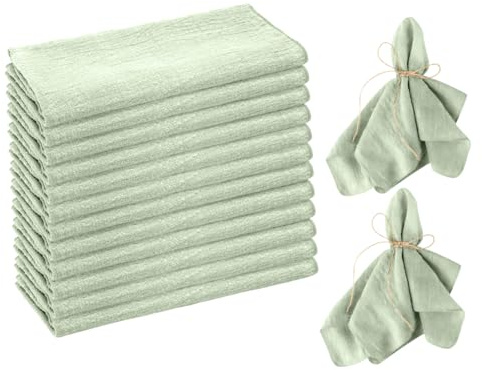 Tutamaz 12 Stück Stoffservietten Grün, 45x45cm Leinenservietten, Baumwolle Servietten Stoff, Tischservietten Stoff, Servietten Grün für Familienfeiern, Hochzeiten, Geburtstage