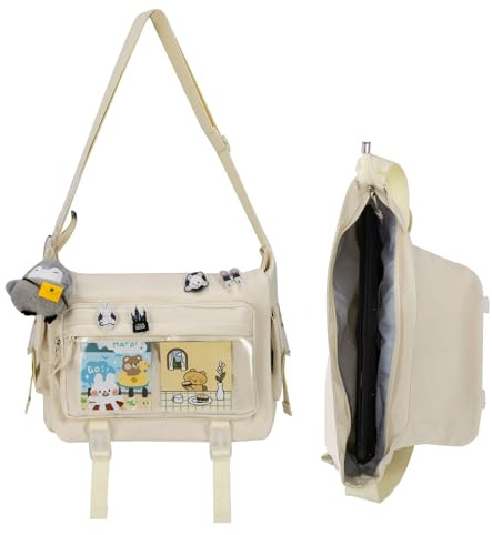 Jnidesier Modische Umhängetasche mit niedlichen Accessoires Casual Nylon Messenger Bag Leichte Handtasche und Reisetasche