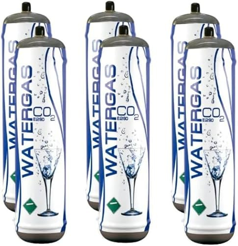 Acquaxcasa - Set 6 Bombole CO2 per Gasatore e Depuratore Acqua Frizzante - Ricarica 600g E290 Alimentare - Attacco M11x1 - Scorta Annuale Risparmio - 100% Made in Italy