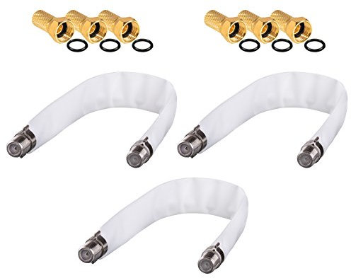 HB Digital 3X SAT traversée de fenêtre BLANC + 6 x connecteurs F plaqués or pour fenêtres et portes blanc