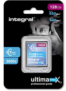 Integral Memory 128GB CFast Karte 2.0 High Performance mit Einer Lesegeschwindigkeit von bis zu 550MB/s und Einer Schreibgeschwindigkeit von bis zu 540MB/s, INCFA128G-550/540