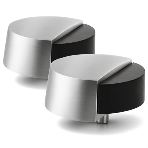 com-four® 2x Türstopper aus satiniertem Edelstahl, Türanschlagspuffer 5 cm | Türschutz mit Gummipuffer - Bodentürstopper für Wohnung und Büro