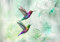 decomonkey Fototapete Blumen Vogel 350x256 cm XL Design Tapete Fototapeten Vlies Tapeten Vliestapete Wandtapete moderne Wandbild Wand Schlafzimmer Wohnzimmer Kolibri Abstrakt bunt