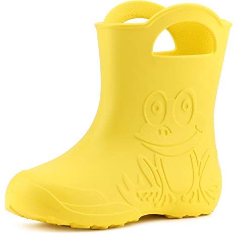 Ladeheid Stivali Bambino e Bambina in Gomma Comodi Stivali Pioggia Bambino con Motivo a Rana LA-CA-01 (Giallo, 26/27 EU)