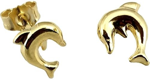 Kinderohrringe Ohrstecker Delfin Glanz 333 Gold Delphin Gelbgold Kinder