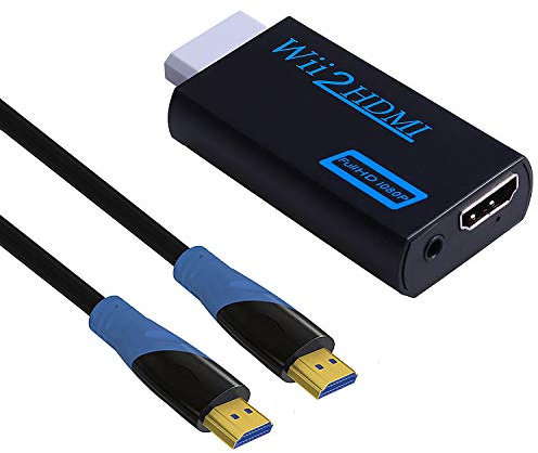 Kinstecks Convertisseur Wii vers HDMI Convertisseur Wii HDMI avec Sortie vidéo 1080P / 720P et câble Audio 3,5 mm + câble HDMI pour Wii-Noir