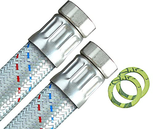 H2O-Flex Panzerschlauch 1 1/4ÜM x 1 1/4ÜM, DN32, Länge 30 cm, 'Made in Germany' - Flexschlauch für Pumpen, Solar und Heizung