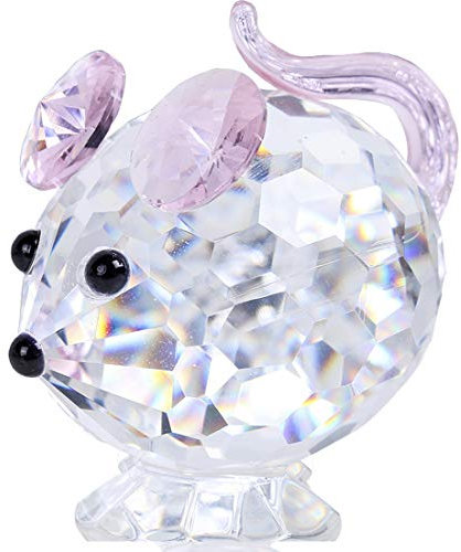 HDCRYSTALGIFTS Figurine de Souris en Cristal - Objets de Collection - Figurine d'animaux en Verre - Décoration d'intérieur