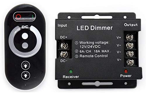WELSUN Touch LED Single Color Dimmer Controller RF 433MHz Wireless 18A 216W DC 12V 24V LED Remote Control for Single Color LED Strip Lights