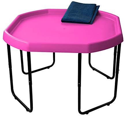 Children's Large Plastic Sand & Water Mixing Play Tray - DARK PINK - 100cm x 100cm with 3 Tier Height Adjustable Stand and Protective Cover Sheet.
