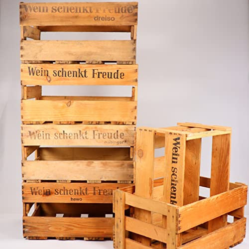 Palatina Werkstatt - alte stabile Weinkiste aus der Pfalz - mit orignal Schriftzug und Aufdruck - 1,2,4 oder 6 Holzkisten (6 Kisten)