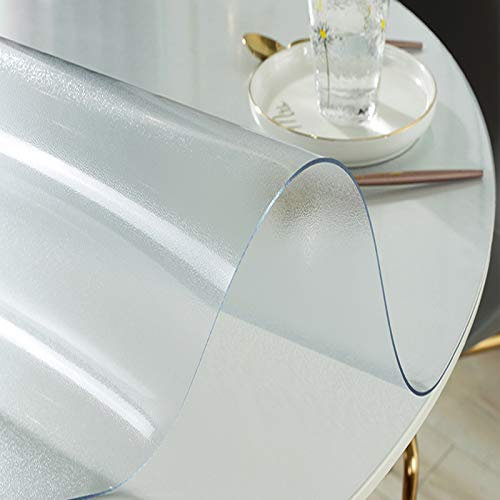 KDDEON Mantel Transparente Mate Redonda para Oficina en Casa,Cubierta de Protector de Mesa de PVC Impermeable/a Prueba de Aceite,para Alfombrillas de Silla,Mesitas de Noche,Baño (100cm/39in)