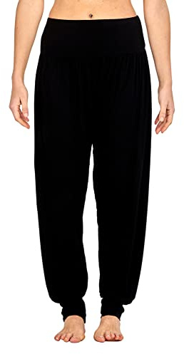 Pantalon sarouel Alibaba super doux pour le yoga, le pilates, baggy pour femmes, poignets de cheville, palazzo, grande taille, extensible, décontracté, tailles 38 à 46, Noir , 44