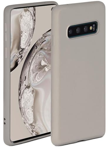ONEFLOW Soft Case für Samsung Galaxy S10 Hülle aus Silikon mit Kameraschutz, Silikonhülle mit erhöhtem Schutz fürs Display, Backcover Schutzhülle, weiche Handyhülle, Taupe