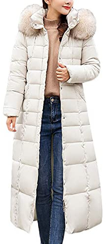 Onsoyours Femme Doudoune Longue Hiver Chaud Veste Matelassee Parka à Capuche Manteau Élégant Casual A Blanc XL
