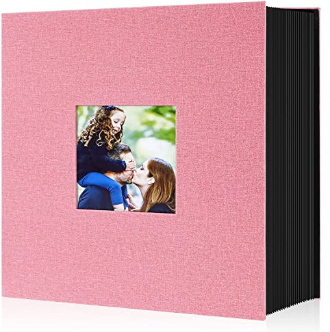 Lanpn Album Photo 10x15 1000 Pochette, Grand Geant Format Lin Tissu Album pour Horizontal Vertical Photos (Rose)