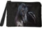 Chaqlin Schwarzes Pferd Kosmetiktaschen Geldbörse für Damen Herren,Mini Wallet Münztasche Tragbare Reise Kulturbeutel Organizer