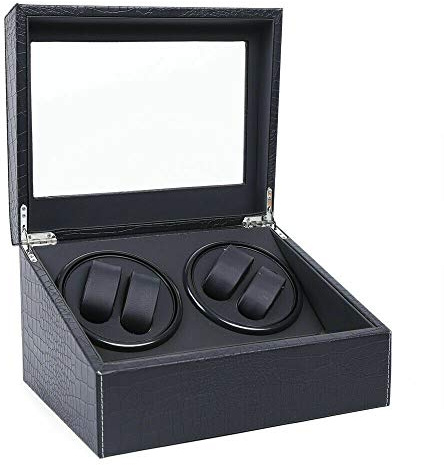 kangten Automatisch Uhrenbeweger Uhren Uhrenbox Watchwinder Uhrenvitrine für 4 + 6 Uhren Schwarz