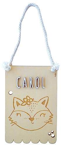nagu® Regalo Bebe - Banderín De Madera Con Nombres De Madera Personalizados, Letras Decorativas con Animales Tiernos, Ideal Para Puerta O Pared, Envoltorio Kraft, Perfecto Para Bautizo
