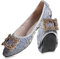 MACHSWON Women Ballet Flats Rhinestone Outdoor Wedding Ballerina Shoes Foldable Sparkly Comfort Slip on Flat Walking Shoes for Ladies(Blue Buckle, Size 5)